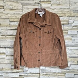 ​Vintage Sport Trucker Jacket Women's Size 14 Brown Y2K Corduroy Utility